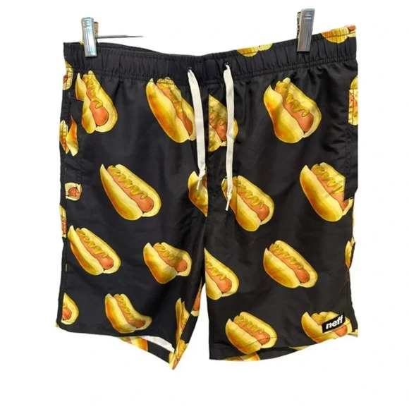 Neff Hot‎ Dog All-Over Print Swim Trunks - Picture 1 of 2